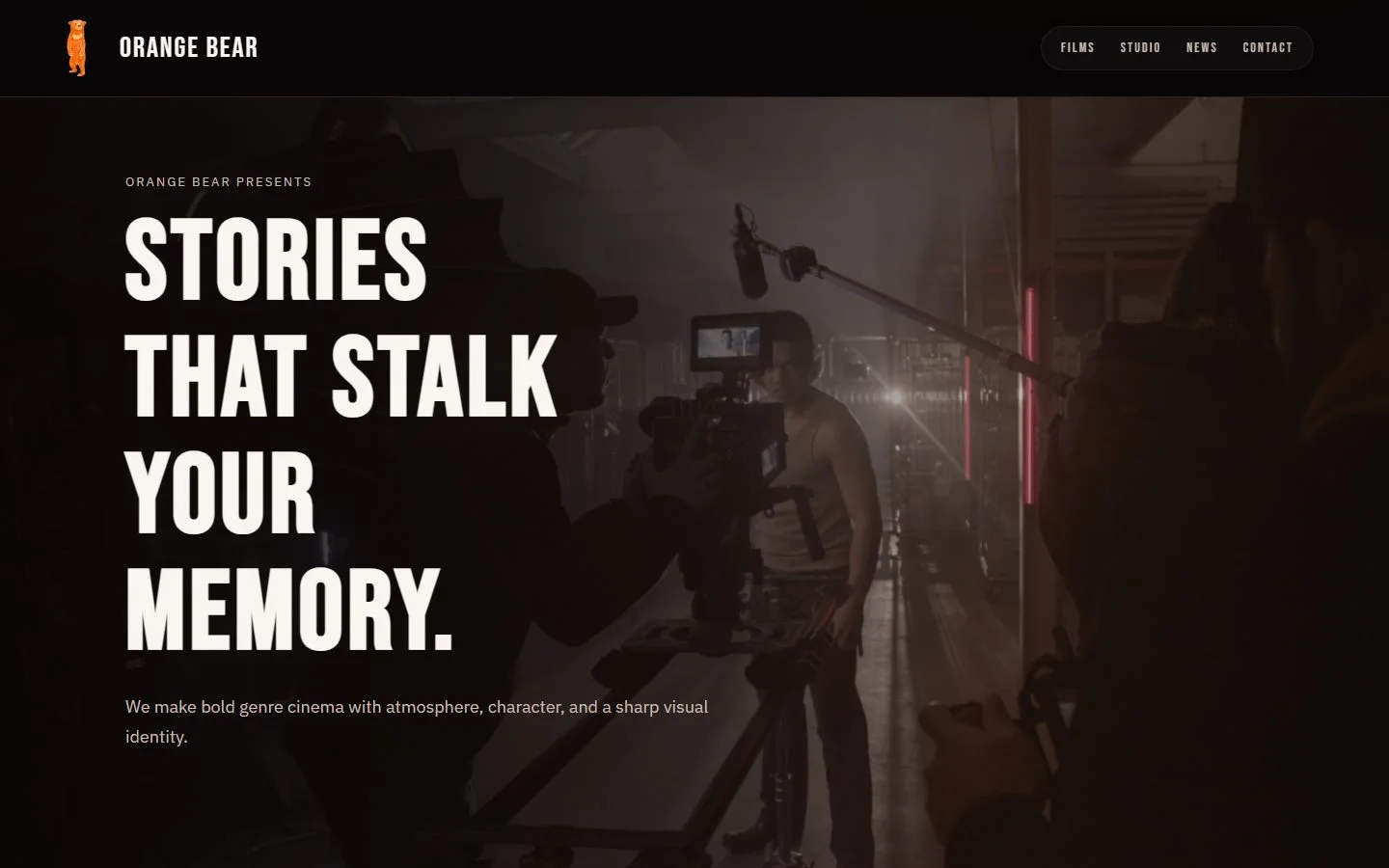 Homepage presentation for Orange Bear Studios