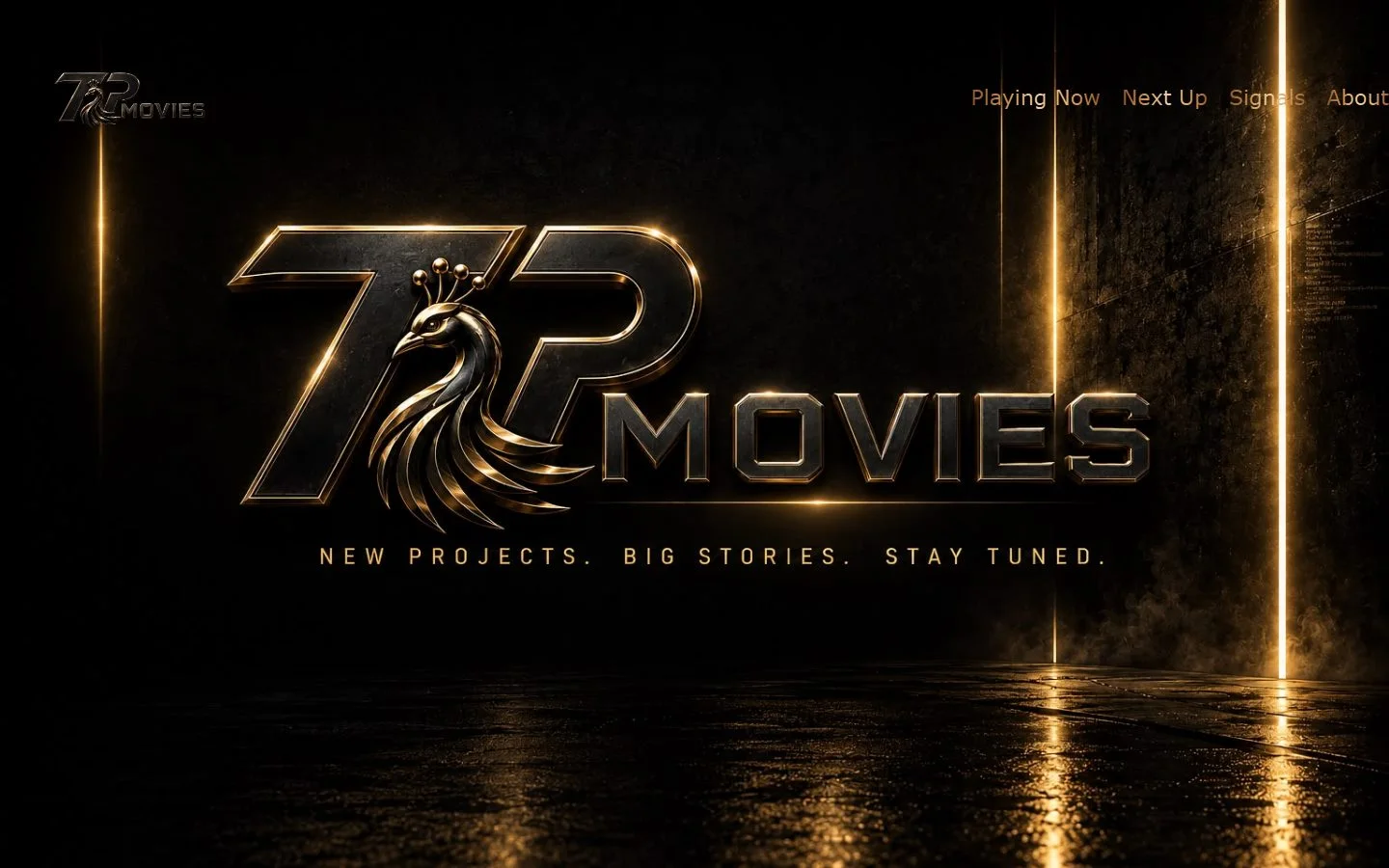 Gold and black homepage presentation for TP Movies